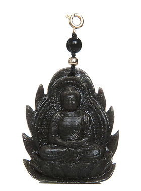 生肖守护神花林黑玛瑙本命佛吊坠