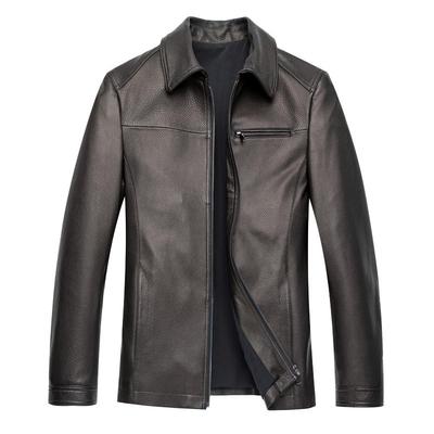 兽王海宁商务休闲翻领真皮皮衣