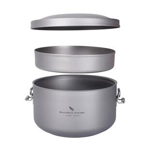 必唯纯钛钛碗户外双层无涂层便当饭盒便携露营泡面碗餐具带盖大号