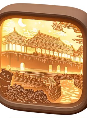 故宫3D纸雕小夜灯USB充电氛围灯