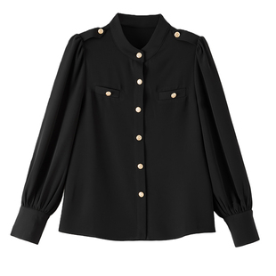晚白2026年春新款千金风小香衬衫正肩上衣垂顺利落干练通勤衬衫女