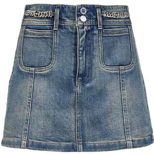 ONLY2025夏季新款个性金属链条A字剪裁假两件短裤裙裤牛仔裤女