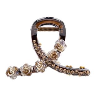 铂思亚浪漫蔷薇发夹女后脑勺盘发抓夹优雅气质百搭鲨鱼夹子头饰