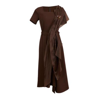 墨蒂珂X型拼接不规则摆连衣裙