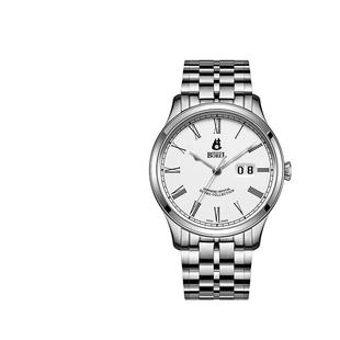 瑞士依波路手表男机械表钢带大三针商务表日历显示罗马数字腕表男