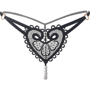SHIRLEY情人心形镂空开裆内裤女诱惑珠串透明薄丁字裤性感T裤夏款
