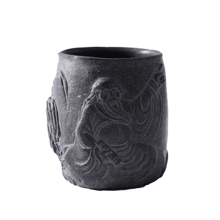 冰碛岩老君杯中式浮雕石茶杯单杯大号主人杯人物山水雕刻功夫茶具