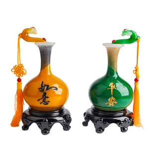 平安如意花瓶摆件客厅高端玄关酒柜博古架装饰工艺品乔迁新居礼物