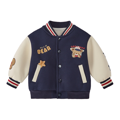 男童棒球服冬季男宝宝冬装运动小童加厚衣服秋冬儿童加绒外套冬款