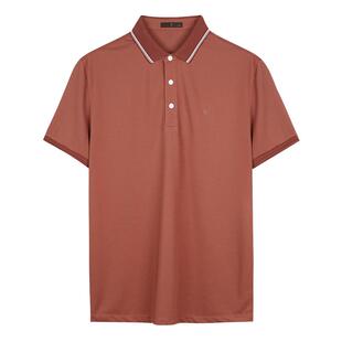 才子男装撞色翻领POLO衫男2025夏季新款商务休闲品牌纯色短袖T恤