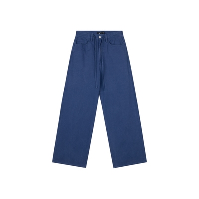 宽松阔腿裤系带直筒裤