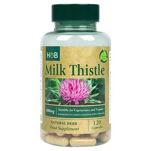 英国HB荷柏瑞奶蓟草护肝片熬夜加班解酒护肝水飞蓟胶囊100mg120粒