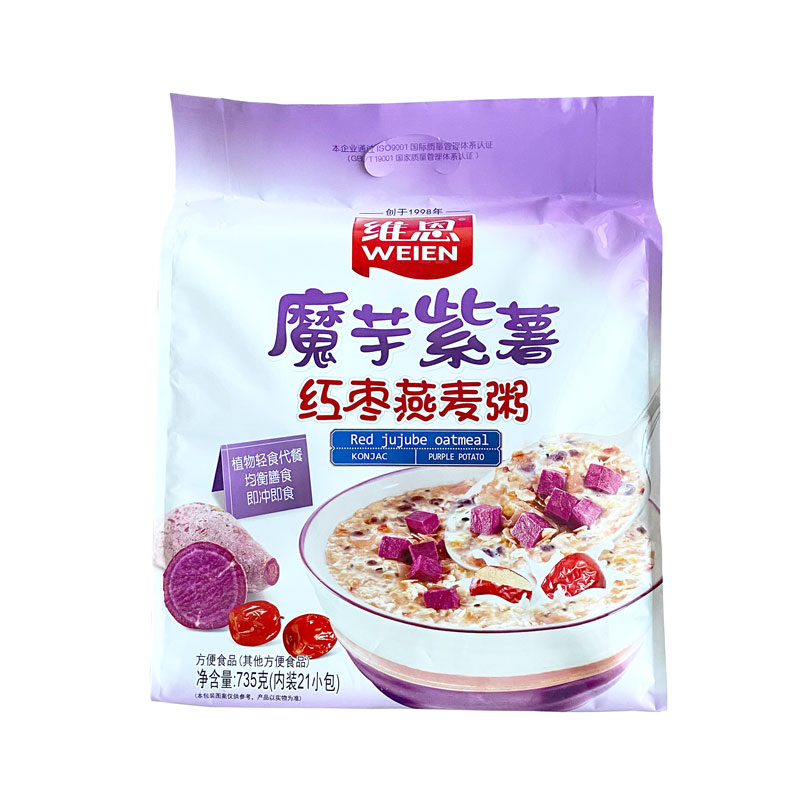 维恩魔芋紫薯红枣燕麦片粥735g21小包速冲饮营养即冲即食谷物早餐