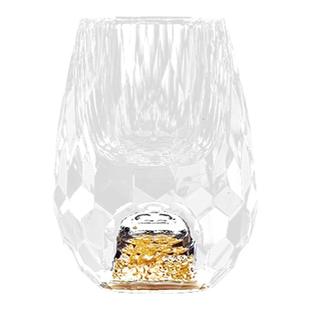 金箔水晶面白酒杯套装家用玻璃小号一口杯刻度带把分酒器杯架礼盒