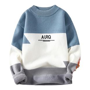 男士毛衣一体绒冬季加绒加厚2025新款青少年学生保暖针织衫男线衣