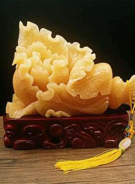 纯手工雕刻天然黄玉白菜摆件办公桌家居饰品开业客厅玄关乔迁送礼