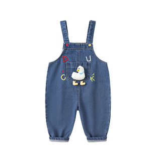 咔咔熊猫宝宝牛仔背带裤春秋儿童卡通连体裤春装男童女童裤子童装