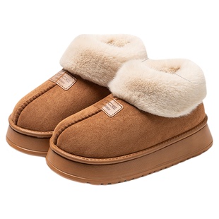 5CM厚底全包棉拖鞋女冬季包跟加绒保暖棉鞋情侣居家外穿雪地靴男