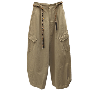 欧货2025秋季时尚腰带显瘦阔腿裤弯刀工装裤女宽松直筒休闲长裤潮