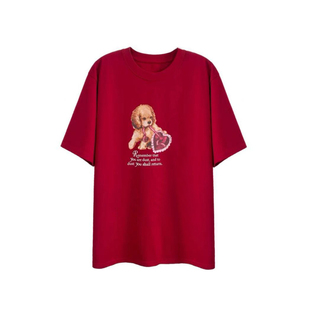 3ts 01/18韩系新年红色印花短袖t恤女春秋冬2026超火减龄上衣