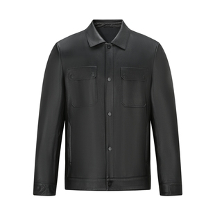 七匹狼皮衣夹克男官方正品秋季新款羊皮工装外套茄克中年爸爸男装