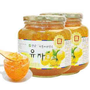 韩国进口全南蜂蜜柚子茶2罐水果茶酱柠檬百香果泡水喝的冲泡饮品