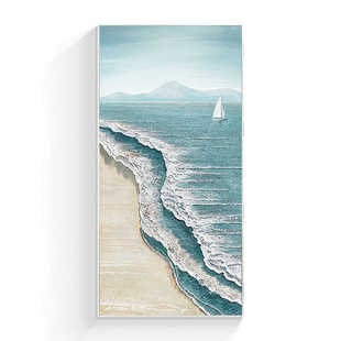 海滩风景水井门美饰轻奢奶油风电箱抽象消防栓装饰画消火栓遮挡画