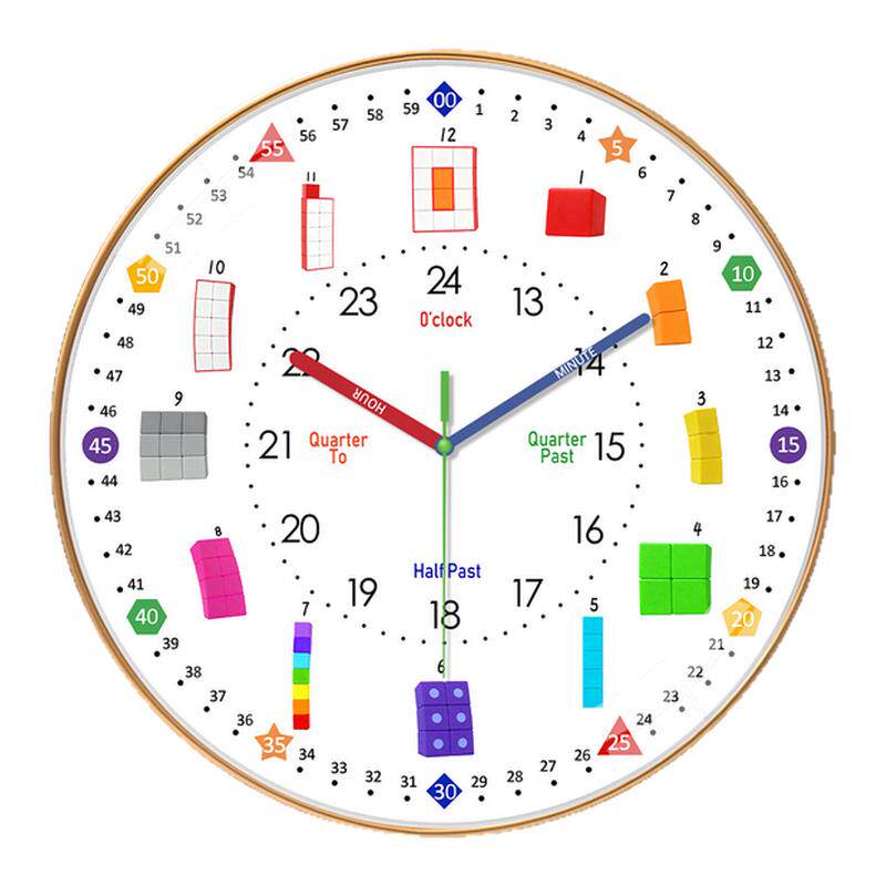 儿童房早教数字积木静音免打孔钟