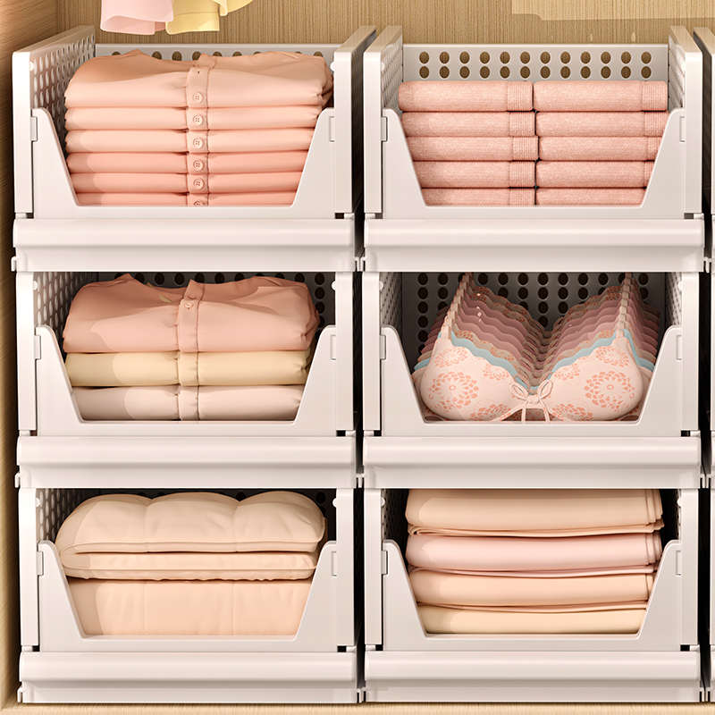 衣柜收纳分层神器宿舍衣物分隔板卧室柜内抽屉式整理架子折叠筐箱