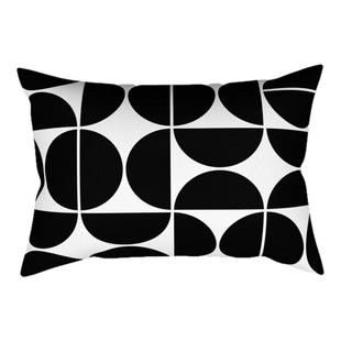 北欧ins风创意黑白抱枕长方形沙发靠枕腰枕靠垫客厅抱枕双面定制