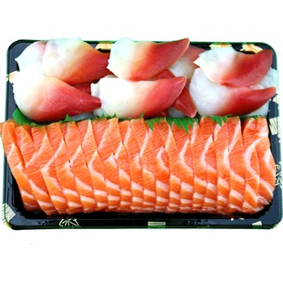 生鱼片刺身拼盘2拼 进口冰鲜三文鱼刺身中段北极贝切片刺身套餐