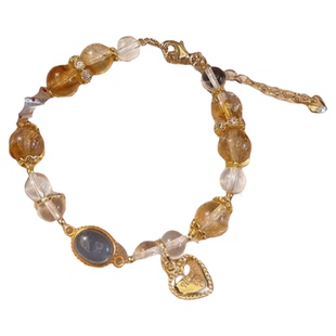 【原创】天然水晶黄塔晶手串女好运招财旺事业海蓝宝黄白水晶手链