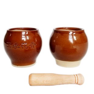 蒜臼子捣碎罐蒜泥陶瓷捣大蒜神器家用老式大号捣蒜罐儿锤子把石臼