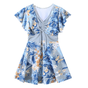 回力中老年妈妈泳衣女2025新款遮肚爆款保守分体大码五分裤泡温泉