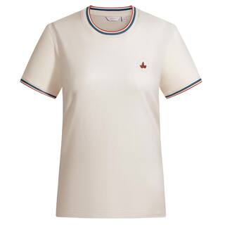 Navigare小帆船米白色弹力短袖T恤女夏季圆领正肩休闲体恤上衣