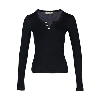 Howwell  彩扣羊毛亨利衫 修身圆领女修身保暖打底