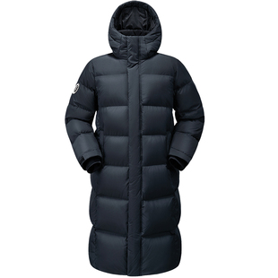 企鹅【火山岩】羽绒服女中长款2025冬季过膝保暖面包服连帽外套男