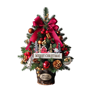 迷饰 圣诞树家用小型2025新款桌面摆件DIY材料包PE圣诞节装饰花环