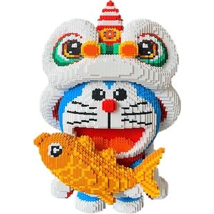 超大客厅积木哆啦A梦财神儿童益智拼装男女店铺玩具礼物装饰摆件