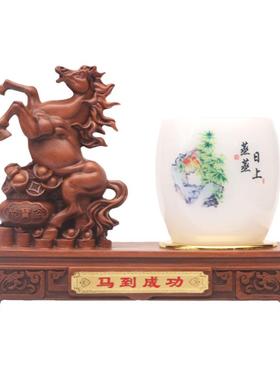 马到成功琉璃玉笔筒摆件办公室桌面装饰礼盒装送老师教师节礼物