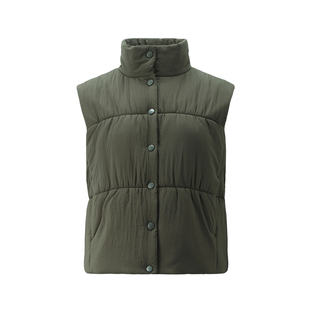 佐丹奴棉衣背心外套女秋冬新款纯色坎肩立领短款棉服马甲13375641