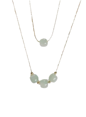 18k金和田玉吊坠三生三世锁骨项链珠宝首饰女士气质简约饰品礼品