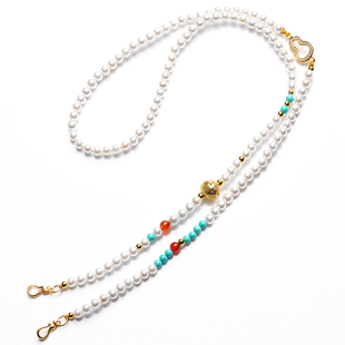 原创设计珍珠锦鲤锁链条双耳金属挂钩配链玉衡罗盘挂绳新中式新款