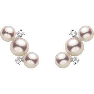 HELAS赫拉星韵珍珠耳钉Akoya海水珍珠18K金钻石一字珠珍珠耳钉女