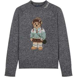 TeenieWeenie小熊女装绵羊毛针织衫冬季大熊花纱感圆领套头毛衣