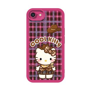格纹凯蒂猫适用苹果se3手机壳iPhone se2全包iPhonese 三代磨砂可爱KT猫防摔软壳高级感保护套卡通新款手机套
