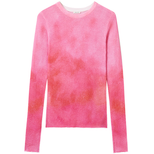 Miss Sixty2026春季新款针织衫女圆领徽标钉饰绵羊毛渐变晕染毛衣