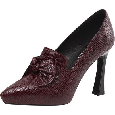 蝴蝶结中口单鞋新款百搭风女鞋