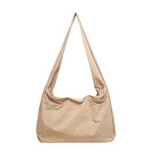 MISSX带拉链帆布包女大容量轻便学生尼龙布单肩斜挎包简约百搭