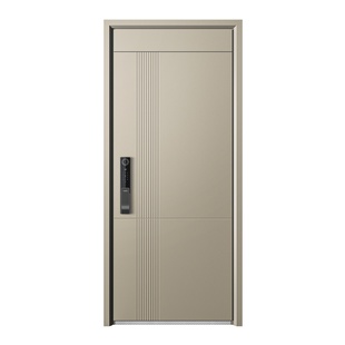 2025新款入户门甲级防盗门奶油风进户门别墅家用子母门指纹锁大门